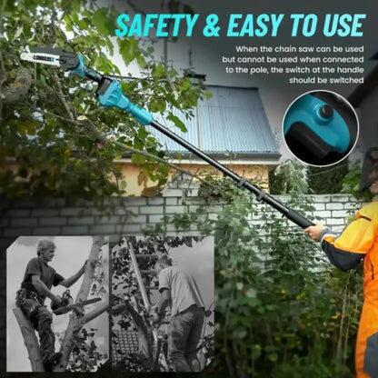 Lumberix T6 Pro — 2-in-1 Cordless Telescopic Pole Chainsaw & Mini Chainsaw (21V, 6 inch) + FREE Battery + Fast Charger