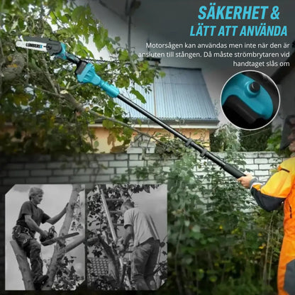 Lumberix T6 Pro 2-i-1 Sladdlös Teleskopisk Stångsåg & Minisåg (21V, 15 cm) + GRATIS Batteri + Snabbladdare