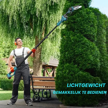 Lumberix T6 Pro — 2-in-1 Accu Telescopische Stokkettingzaag & Mini-kettingzaag (21V, 15 cm) +  GRATIS Accu + Snellader